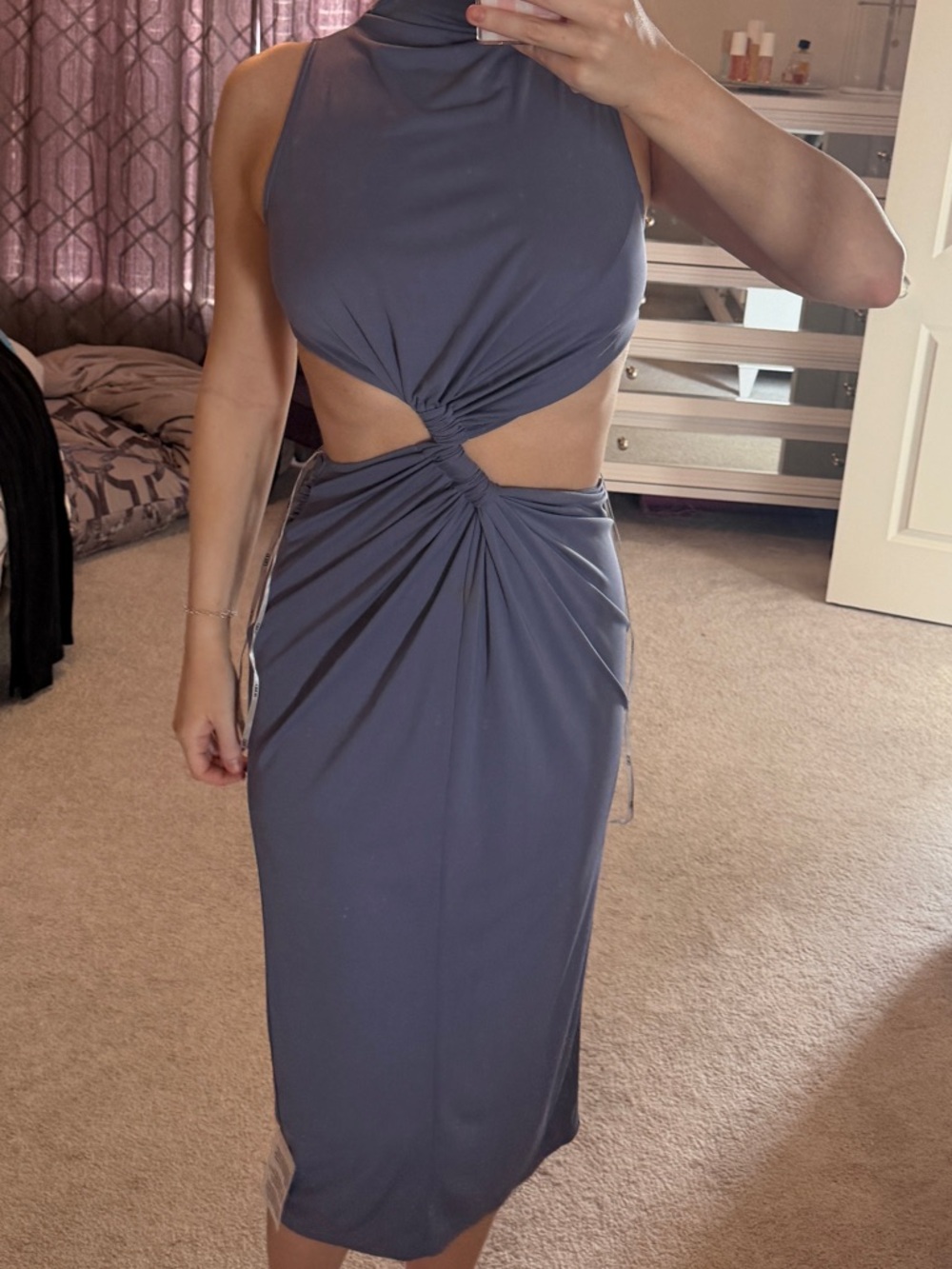 ASOS Dusky Blue Backless Cutout Maxi Dress